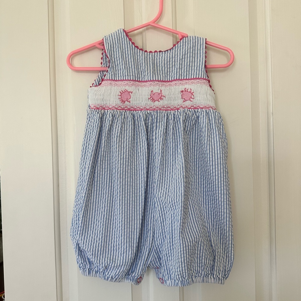 Lilly Pulitzer Seersucker Smocked Crab Romper